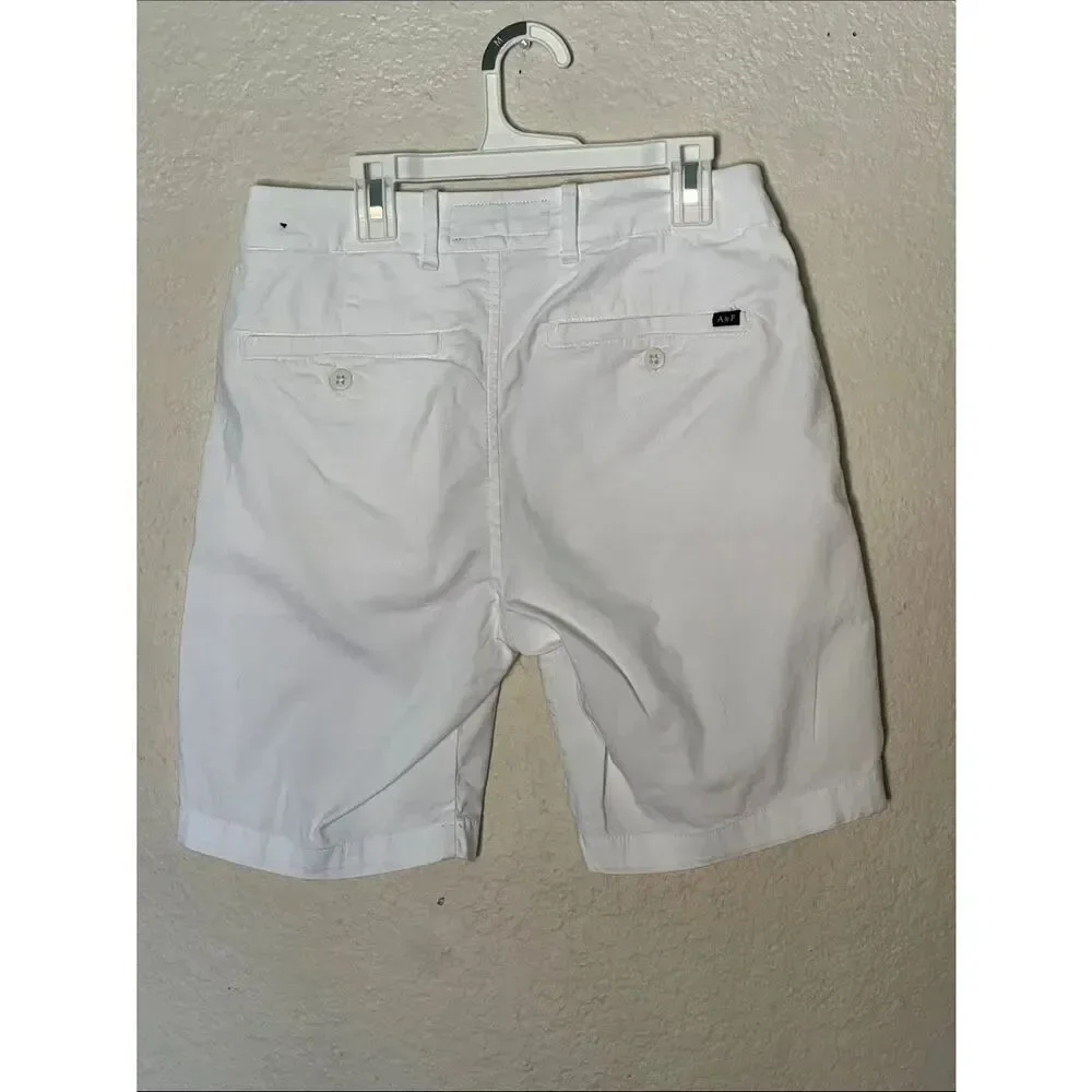ECU Abercrombie & Fitch White Casual Cotton Blend Stretch Shorts in Size 28